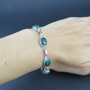Pulsera joyería en plata malaquita