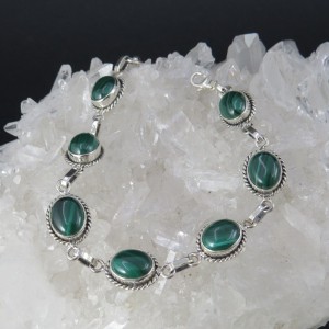 Pulsera joyería en plata malaquita
