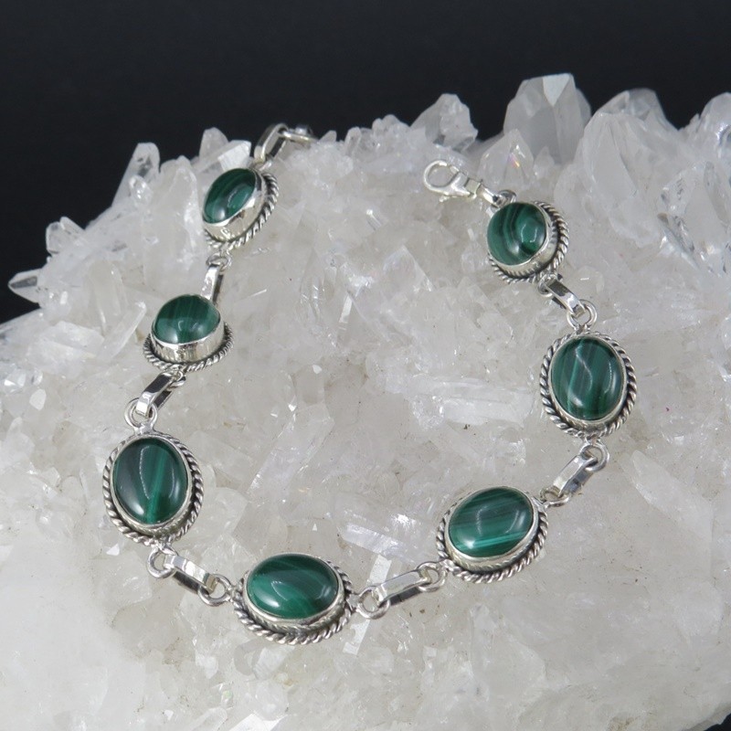 Pulsera joyería en plata malaquita