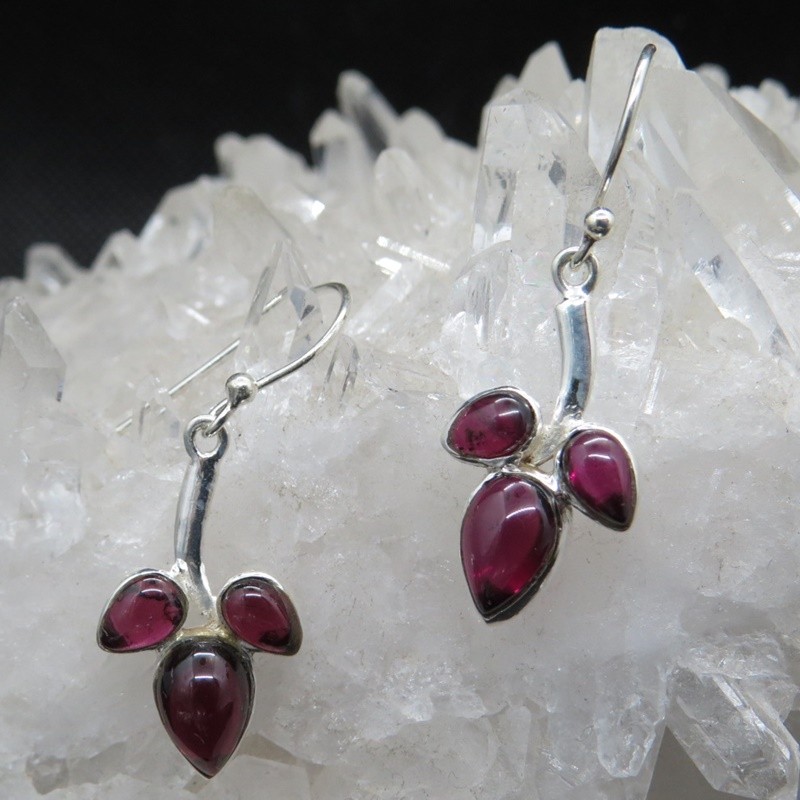 Pendientes granate y plata
