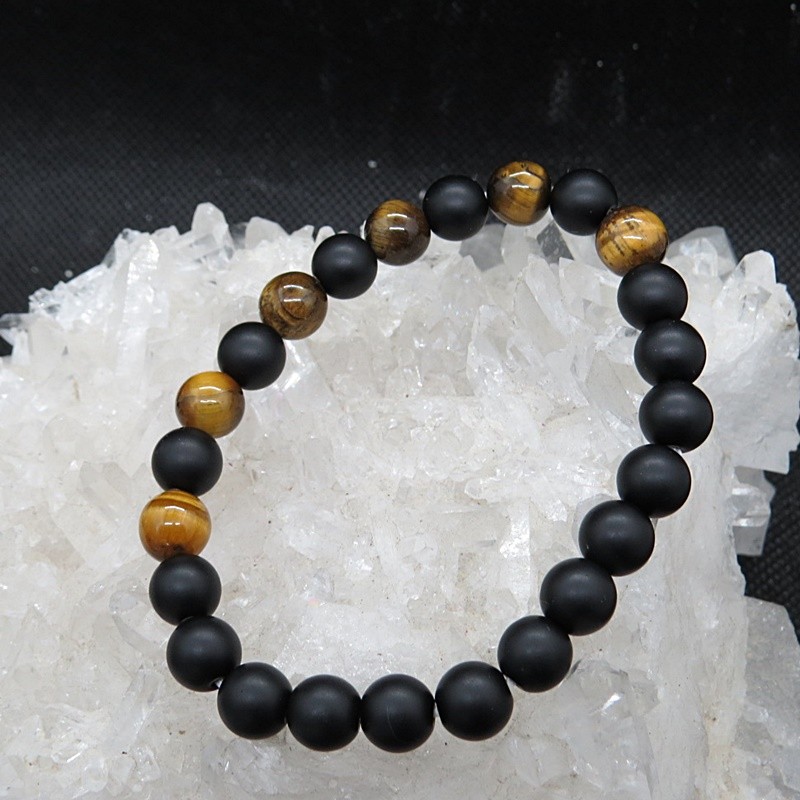Pulsera ónix mate y ojo de tigre
