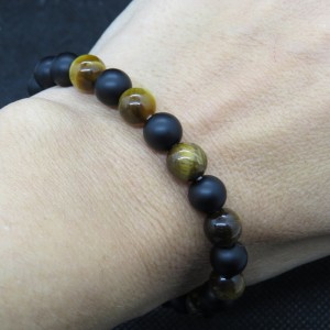 Pulsera ónix mate y ojo de tigre
