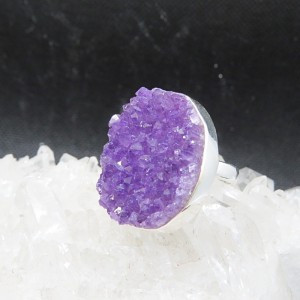 Anillo Drusa de amatista y plata