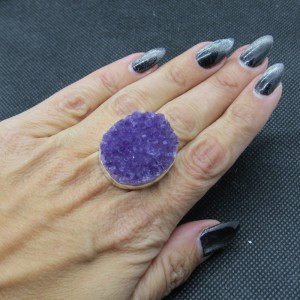 Anillo Drusa de amatista y plata