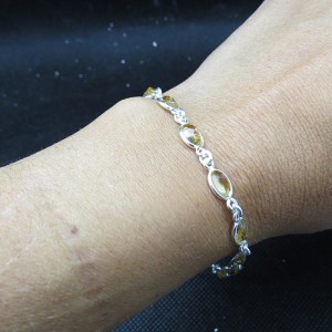 Pulsera joyería en plata de cuarzo citrino y plata 925 mm