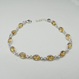 Pulsera joyería en plata de cuarzo citrino y plata 925 mm