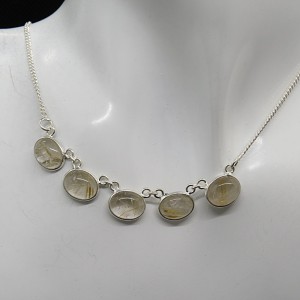 Collar joyería en plata cuarzo rutilado