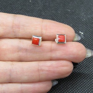 Pendientes presión coral y plata