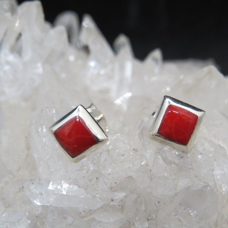 Pendientes presión coral y plata