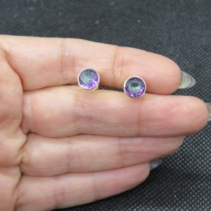 Pendientes presión topacio místico y plata