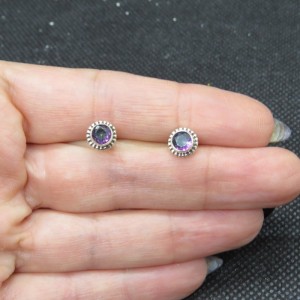 Pendientes presión topacio místico y plata