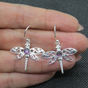 Pendientes libélulas topacio místico y plata