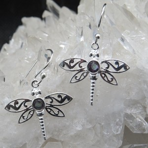 Pendientes libélulas topacio místico y plata
