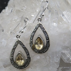 Pendientes cuarzo citrino y plata