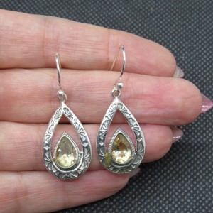 Pendientes cuarzo citrino y plata