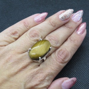 Anillo ojo de tigre y plata