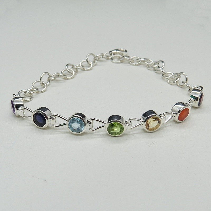Pulsera joyería en plata siete chakras