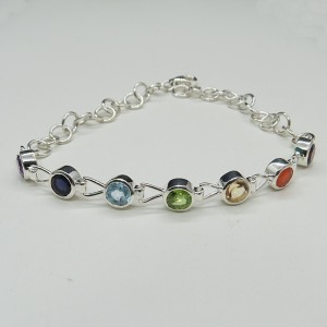 Pulsera joyería en plata siete chakras