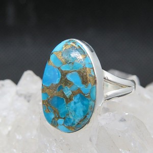 Anillo turquesa azul cobre y plata
