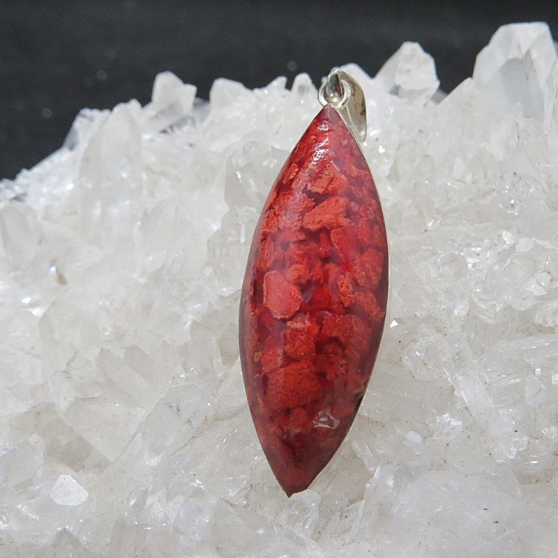 Colgante coral y plata