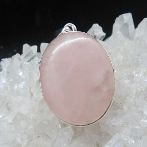 Colgante cuarzo rosa y plata