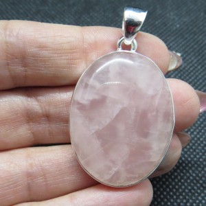 Colgante cuarzo rosa y plata