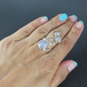 Anillo piedra luna y plata