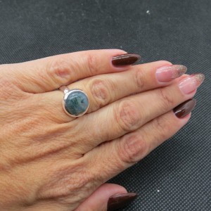 Anillo ágata musgosa y plata