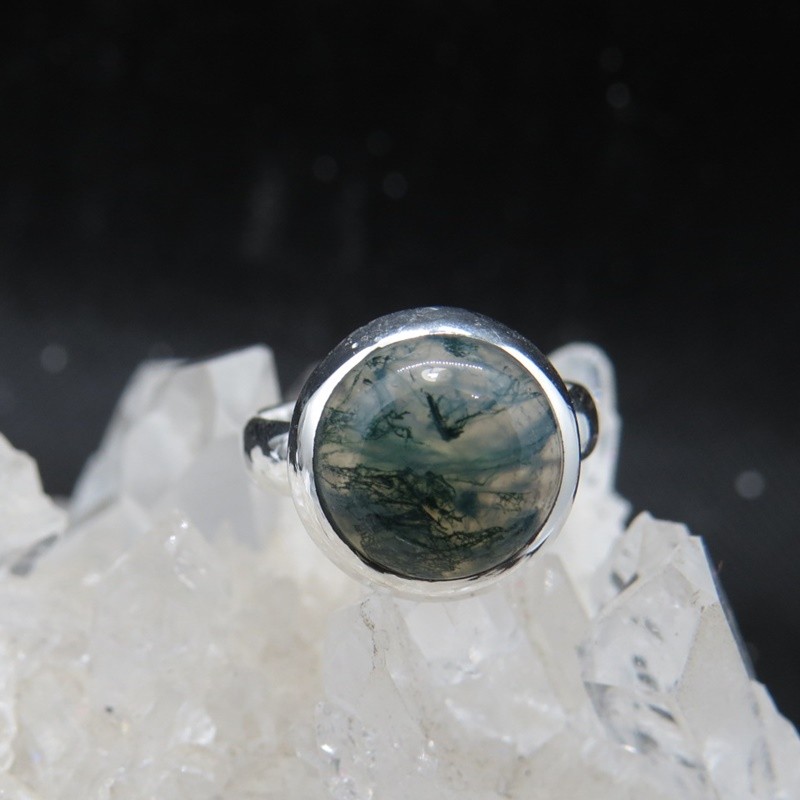 Anillo ágata musgosa y plata