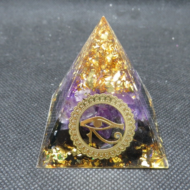 Orgonita Pirámide amatista ojo de Horus