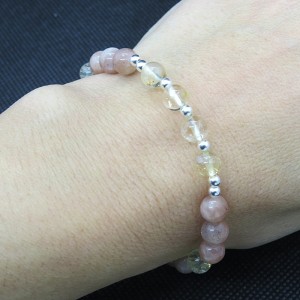 Pulsera piedra sol, cuarzo citrino y plata 925 mm