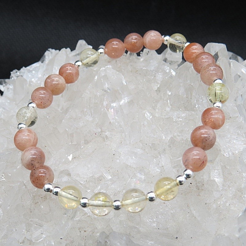 Pulsera piedra sol, cuarzo citrino y plata 925 mm