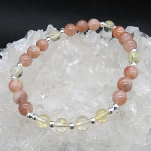 Pulsera piedra sol, cuarzo citrino y plata 925 mm