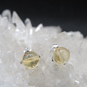 Pendientes presión cuarzo citrino y plata