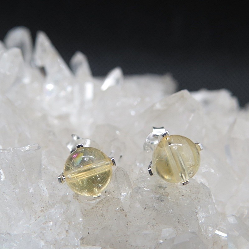 Pendientes presión cuarzo citrino y plata