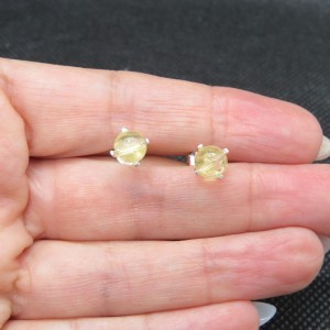 Pendientes presión cuarzo citrino y plata