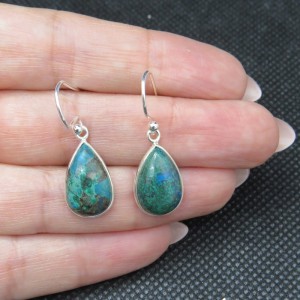 Pendientes crisocola con malaquita y plata