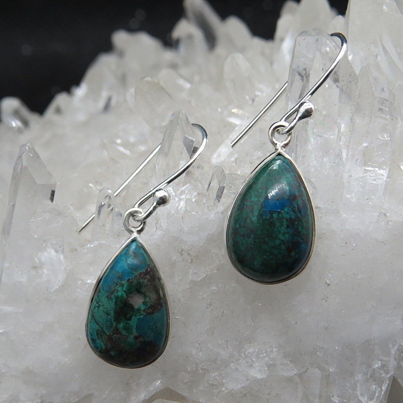 Pendientes crisocola con malaquita y plata