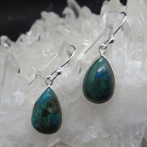 Pendientes crisocola con malaquita y plata