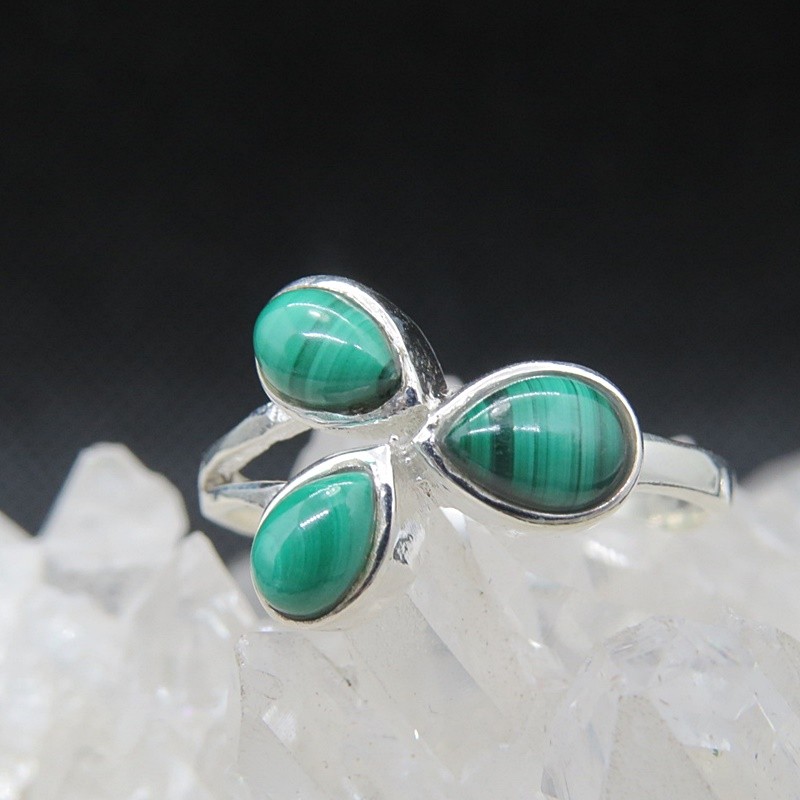 Anillo malaquita y plata