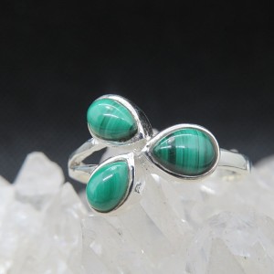 Anillo malaquita y plata