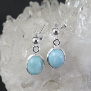Pendientes presión larimar y plata