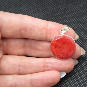 Colgante coral y plata