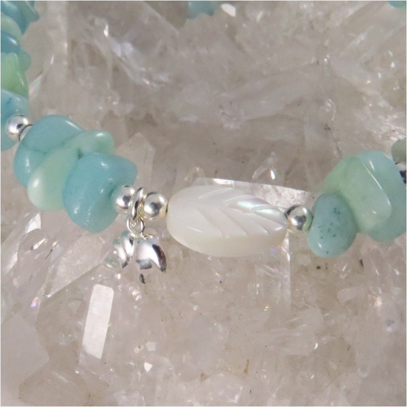 Pulsera amazonita, nácar y elefante de la suerte Pulsera amazonita, nácar y elefante de la suerte