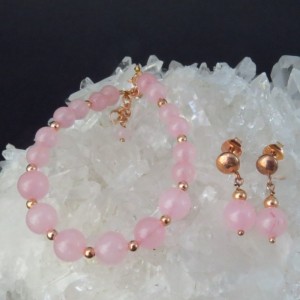 Conjunto cuarzo rosa y oro rosa