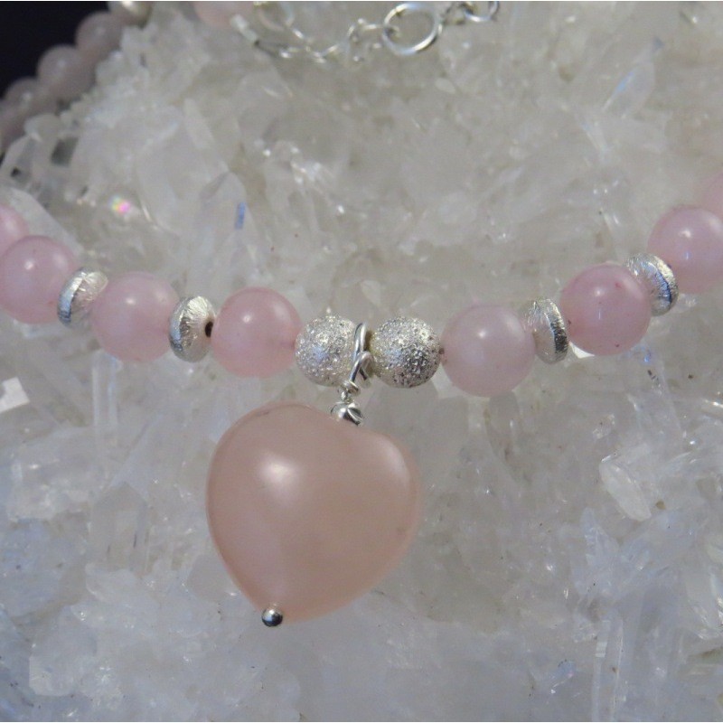 Collar cuarzo rosa y plata - La Tienda de los Minerales Collar cuarzo rosa y plata - La Tienda de los Minerales