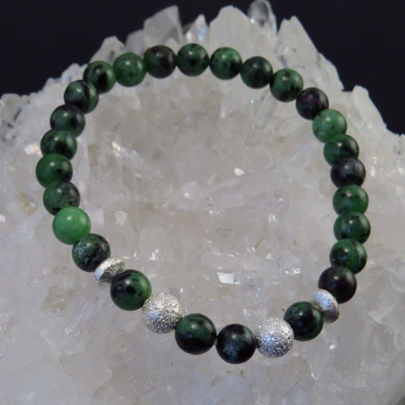Pulsera zoisita y plata Pulsera zoisita y plata