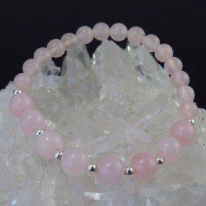 Pulsera cuarzo rosa y plata