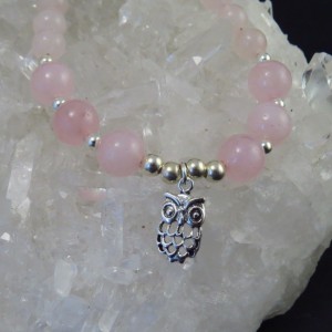 Conjunto cuarzo rosa y plata