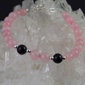 Pulsera cuarzo rosa y turmalina